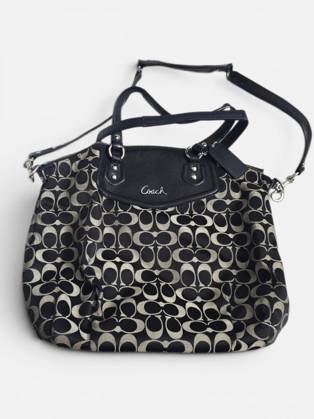 Coach Black Signature North/South Satchel Bag 25185